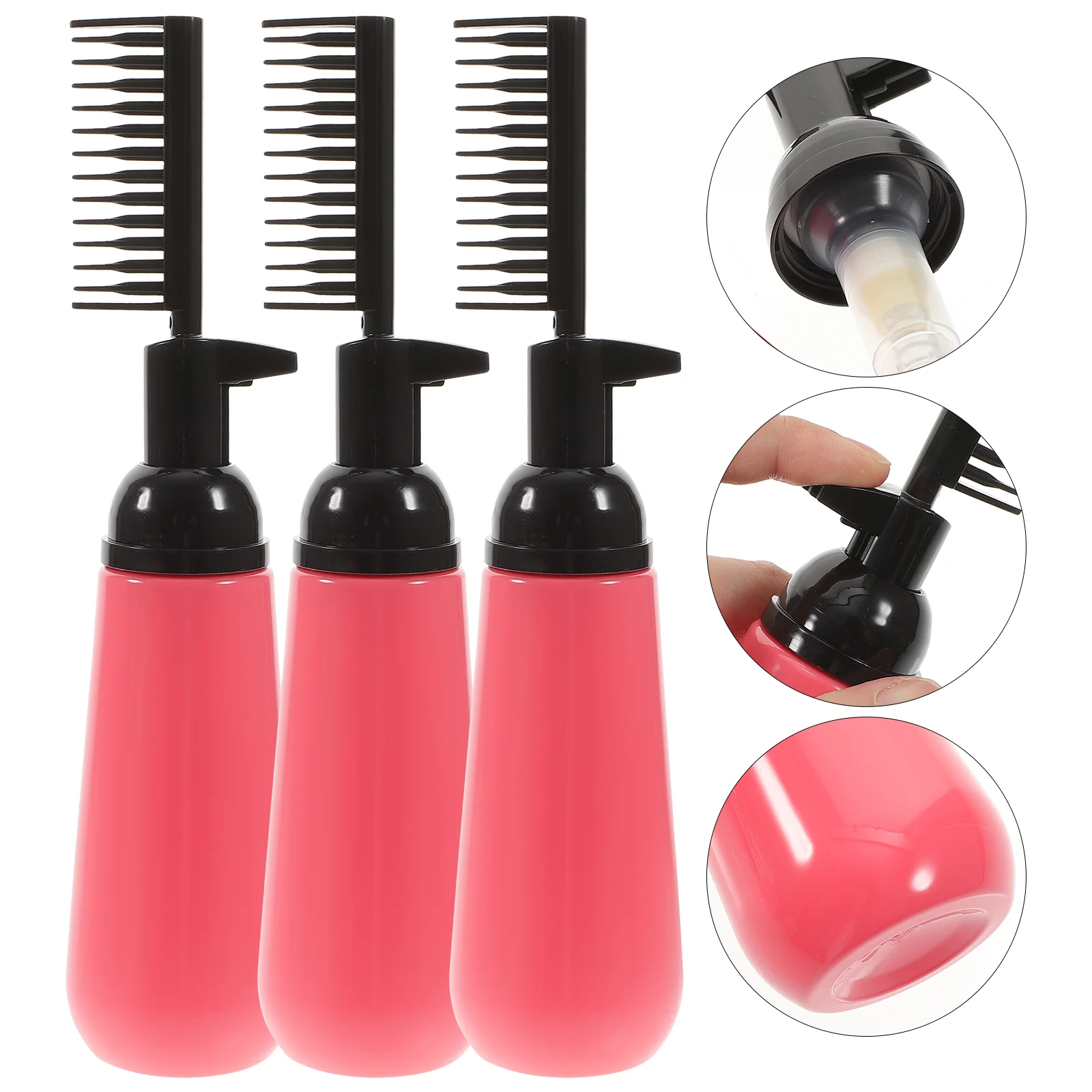 3 Pcs Hair Color Comb Bottle Vessel Tools Applicator Bottle Comb Scalp Color Applicator Bottle Plastic Hair Dyeing Brush Bottle