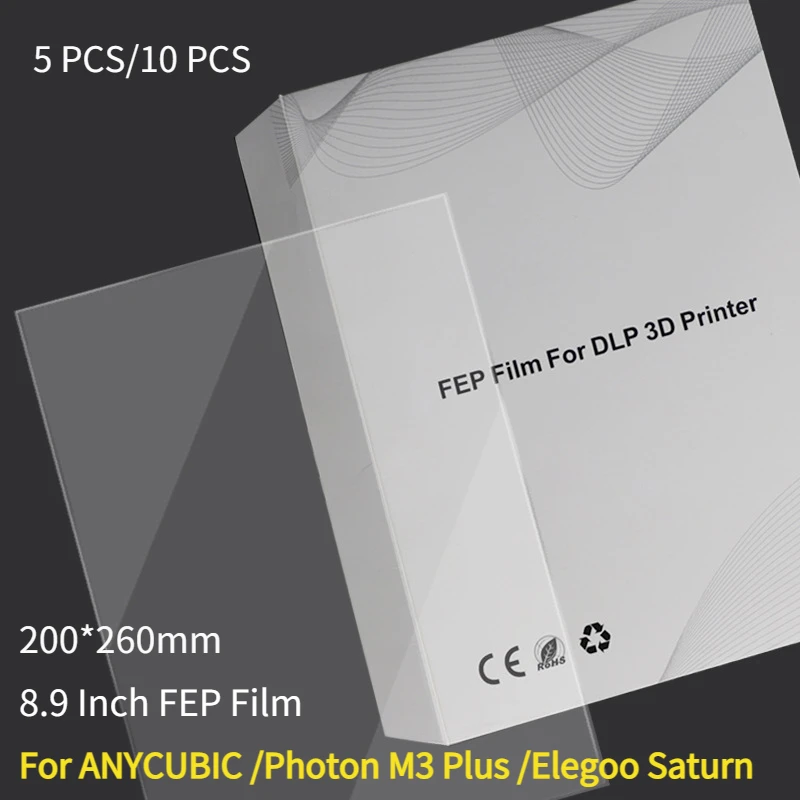

5PCS/10PCS 8.9 Inch FEP Film for ANYCUBIC Photon M3 Plus Mono X Elegoo Saturn UV Resin Printers 0.15mm*200mm*260mm Release Film