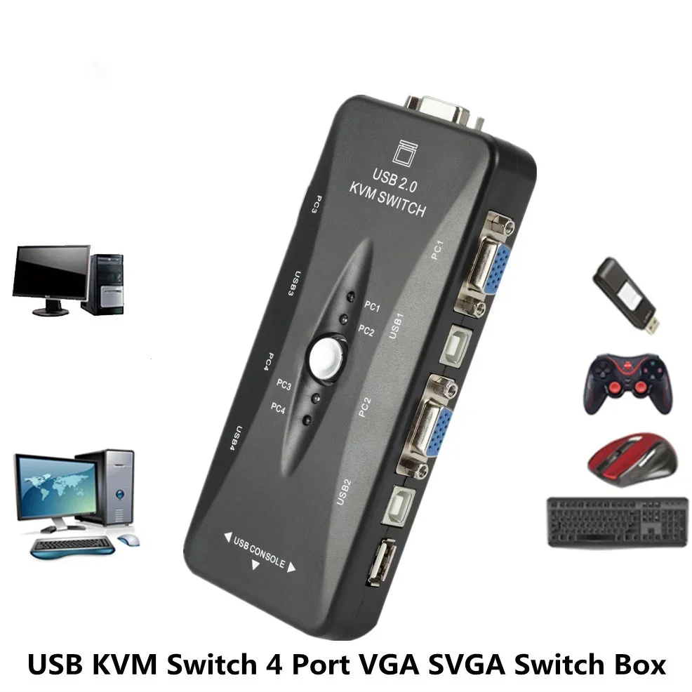 Квм-Консоль USB 4 порта VGA 2 0 квм-консоль переключатель мыши клавиатура 1920*1440