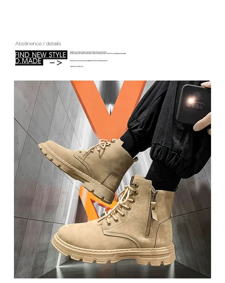 

Осенне-зимние мужские повседневные ботинки с высокой толстой подошвой и нескользящей подошвой