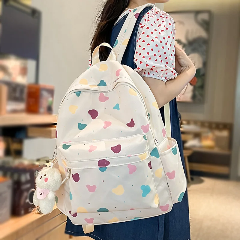 

Модный женский рюкзак для ноутбука с милым мультяшным принтом для колледжа, кавайная Женская нейлоновая сумка для книг, модная Женская дорожная школьная сумка для студенток и девочек