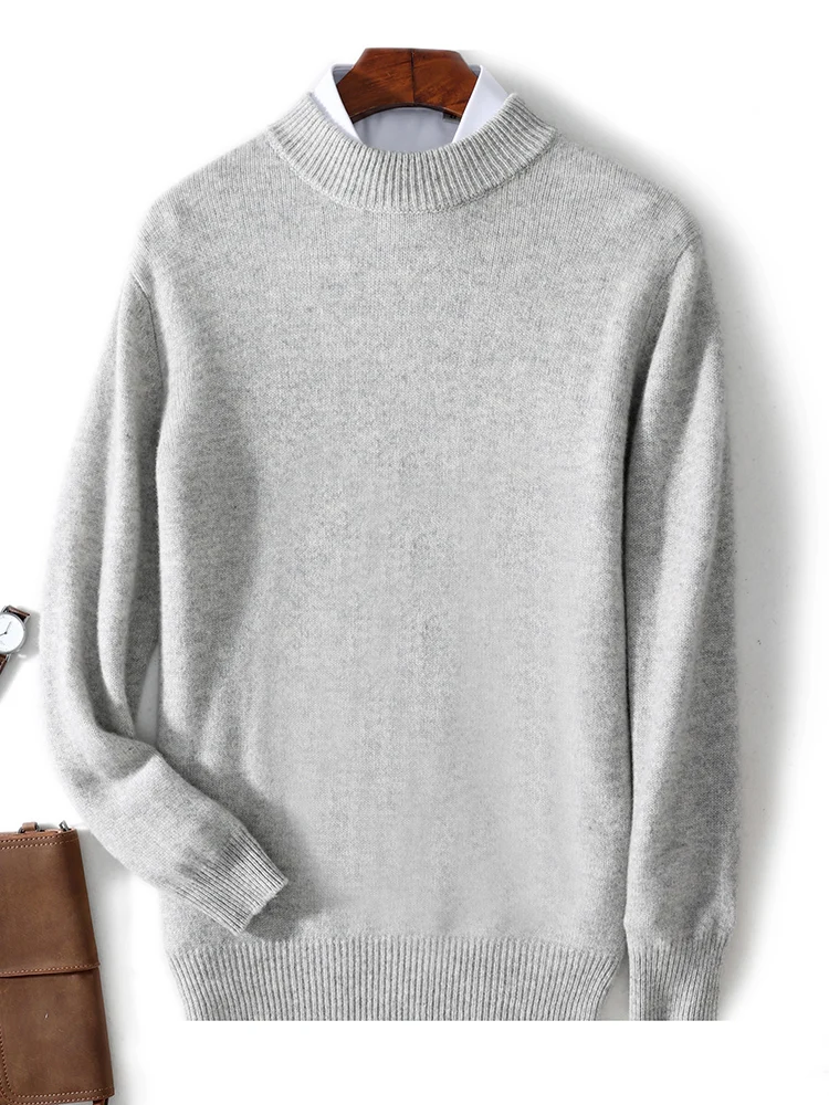 Мужской пуловер с воротником-стойкой и длинными рукавами свитер на осень-зиму