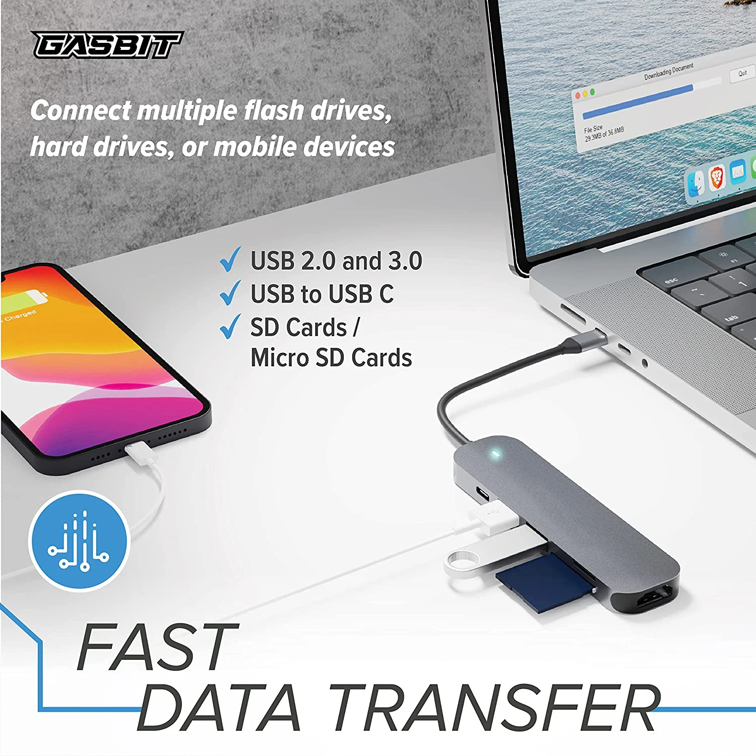 USB C-хаб для IPad MacBook Air Pro адаптер 100 Вт PD C-HDMI с 3 0 кардридером SD/TF Thunderbolt Type C Hub |