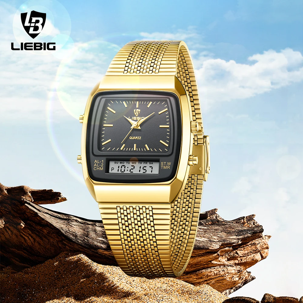 Спортивные часы LIEBIG для мужчин и женщин модные цифровые кварцевые с двойным