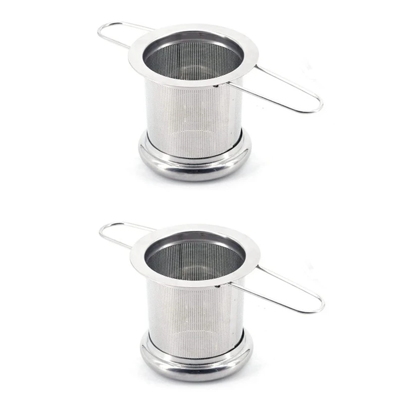 

Tea Strainer Foldable Tea Strainer Loose Tea Brewer, Ultra-Fine Mesh Loose Tea Device Foldable Handle Design With Lid 2PCS