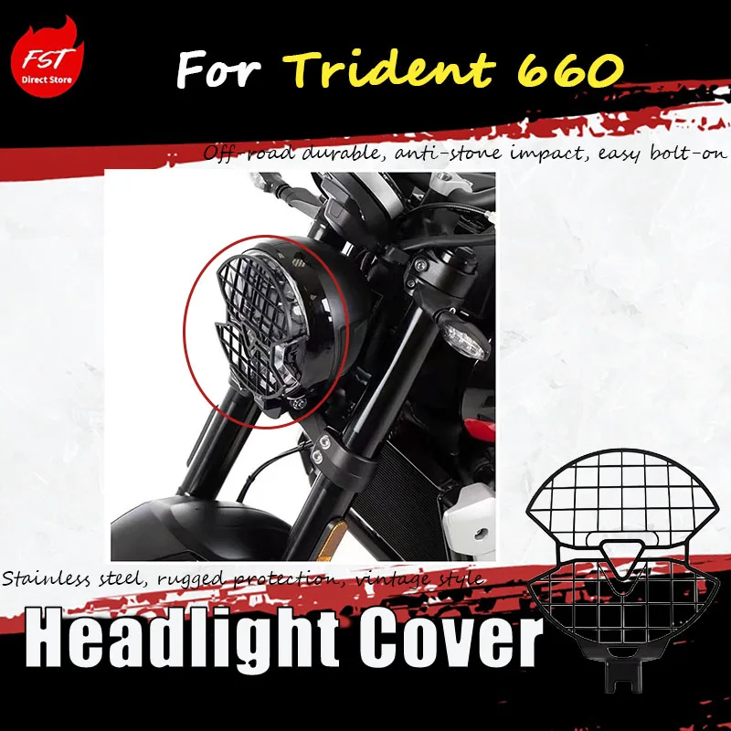 Фото Специальная модифицированная защитная накладка на фару для Trident 660 - защитная накладка на переднюю фару, защитная сетка для фар. №1
