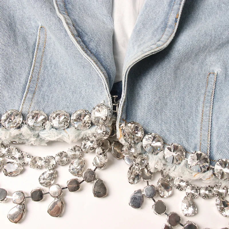 Новинка 2023 Осенний женский джинсовый Кардиган с длинным рукавом металлическая