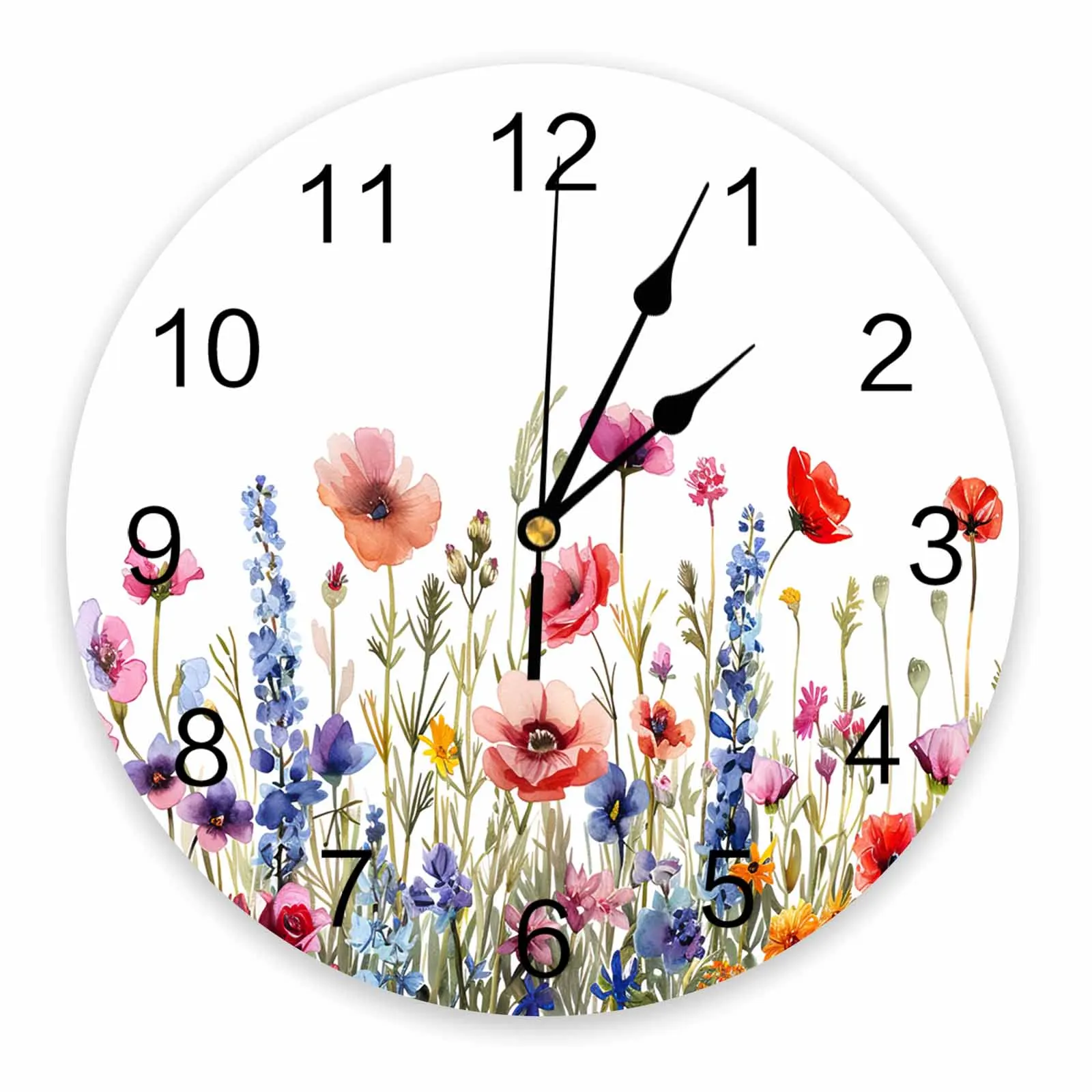 Настенные часы с цветами растениями акварелью листьями маргаритками большие