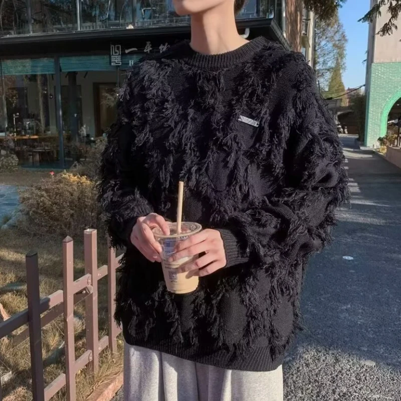 Пуловеры с кисточками мужские мешковатые мягкие теплые свитера повседневные