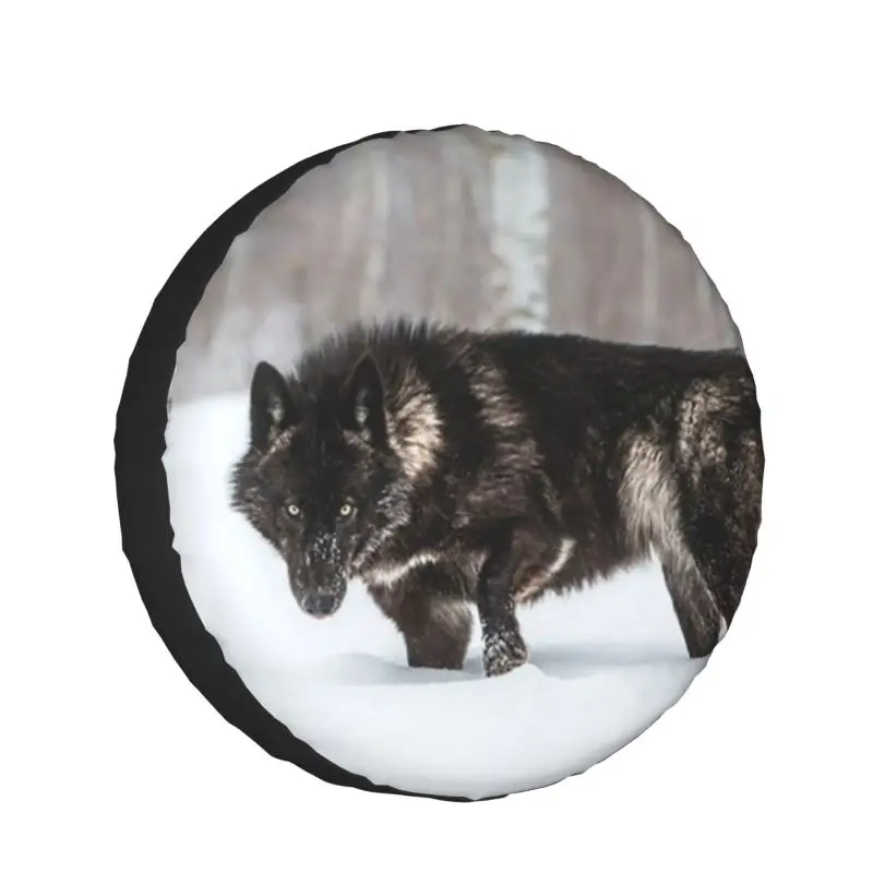 

Black 3D Wolf Spare Tire Cover for Jeep, Trailer, RV, SUV Vehicles Anime Tire Cover Waterproof and Dustproof Tire Cover