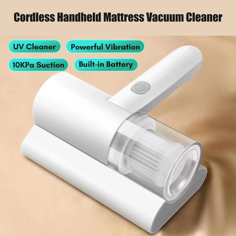 

Cordless Vacuum Cleaner Handheld UV Mite Remover 10KPa Strong Suction Wireless Cleaner for Bed Pillows Mattress Clothes Carpet