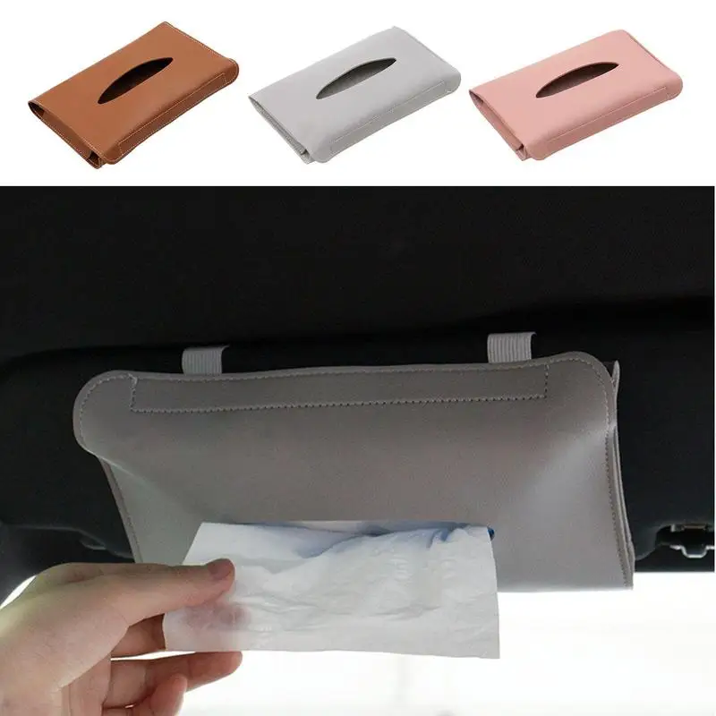 

Visor Tissue Container Universal Leather Car Tissue Holder Car Sun Visor Tissue Box Holder Auto Interior Storage Decoration