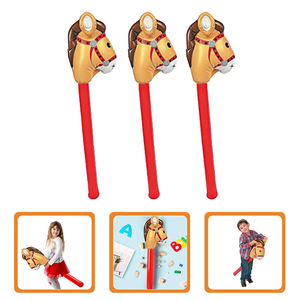 

3Pcs Inflatable Horse Inflatable Stick Themed Birthday Party Christmas Party Supplies