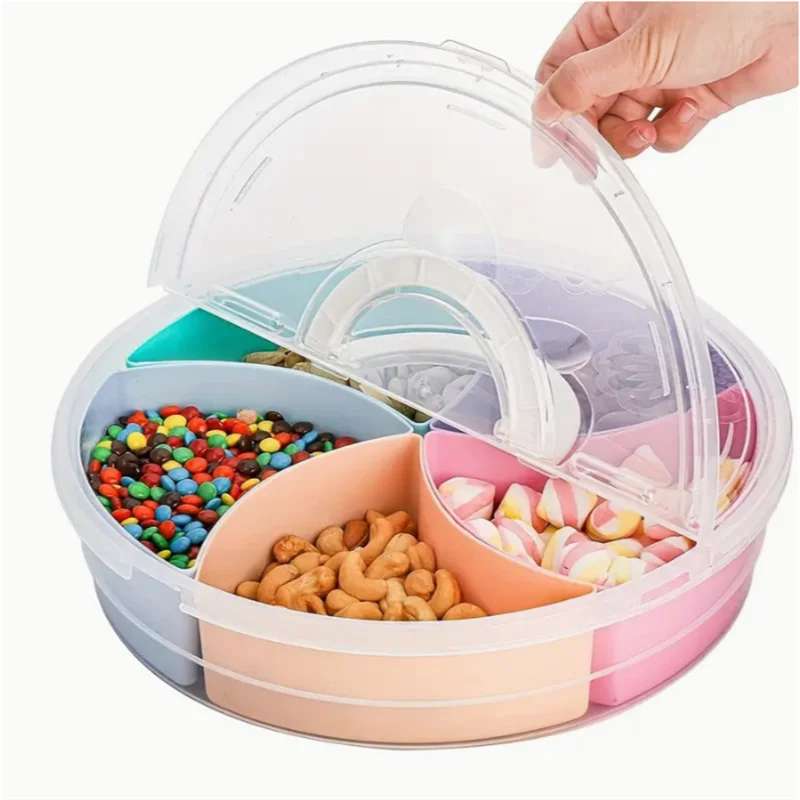 

Multi-function Food Storage Tray Dried Fruit Snack Plate Appetizer Serving Platter for Party Candy Pastry Nuts Fruit Dish