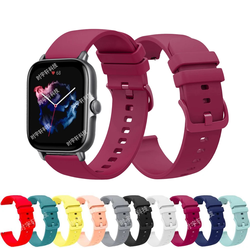 Спортивный ремешок 20 мм для Amazfit GTS 3 4 2E/2 Mini Smartwatch силиконовый браслет Active/Bip Pro/Bip