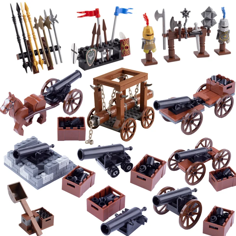 

Medieval Age Castle Royal King's Knight Rome Spartacus Chariot Siege Engine Model Building Blocks Bricks Toys for kids Gifts