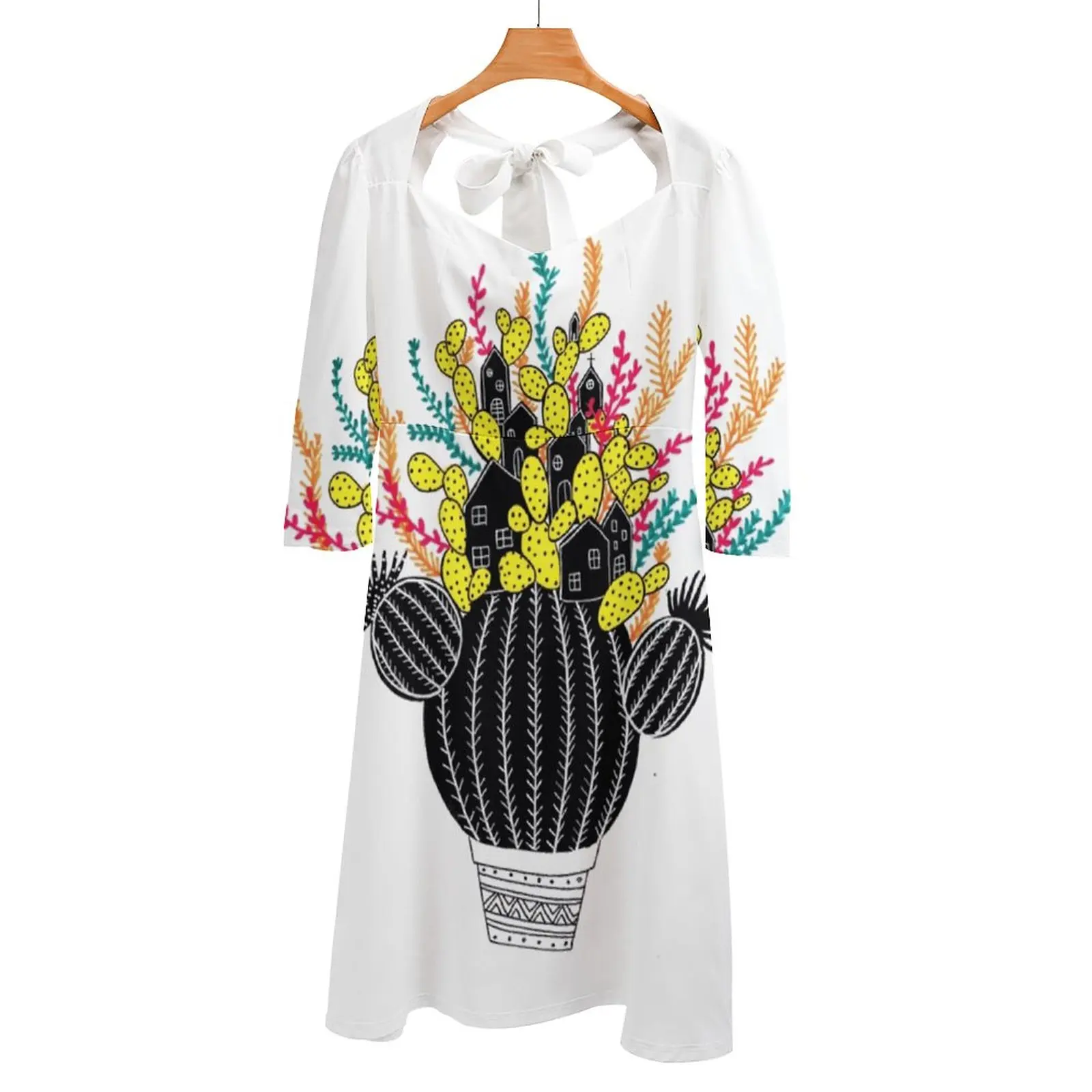 

Платье с открытой спиной и квадратным вырезом, на завязках