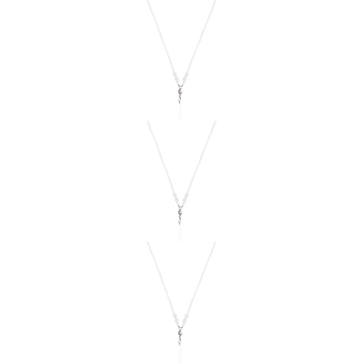 

3pcs Pearl Neck Strap Lanyard Necklace For ID MP3 Keys (Random Bottom Beads Color)