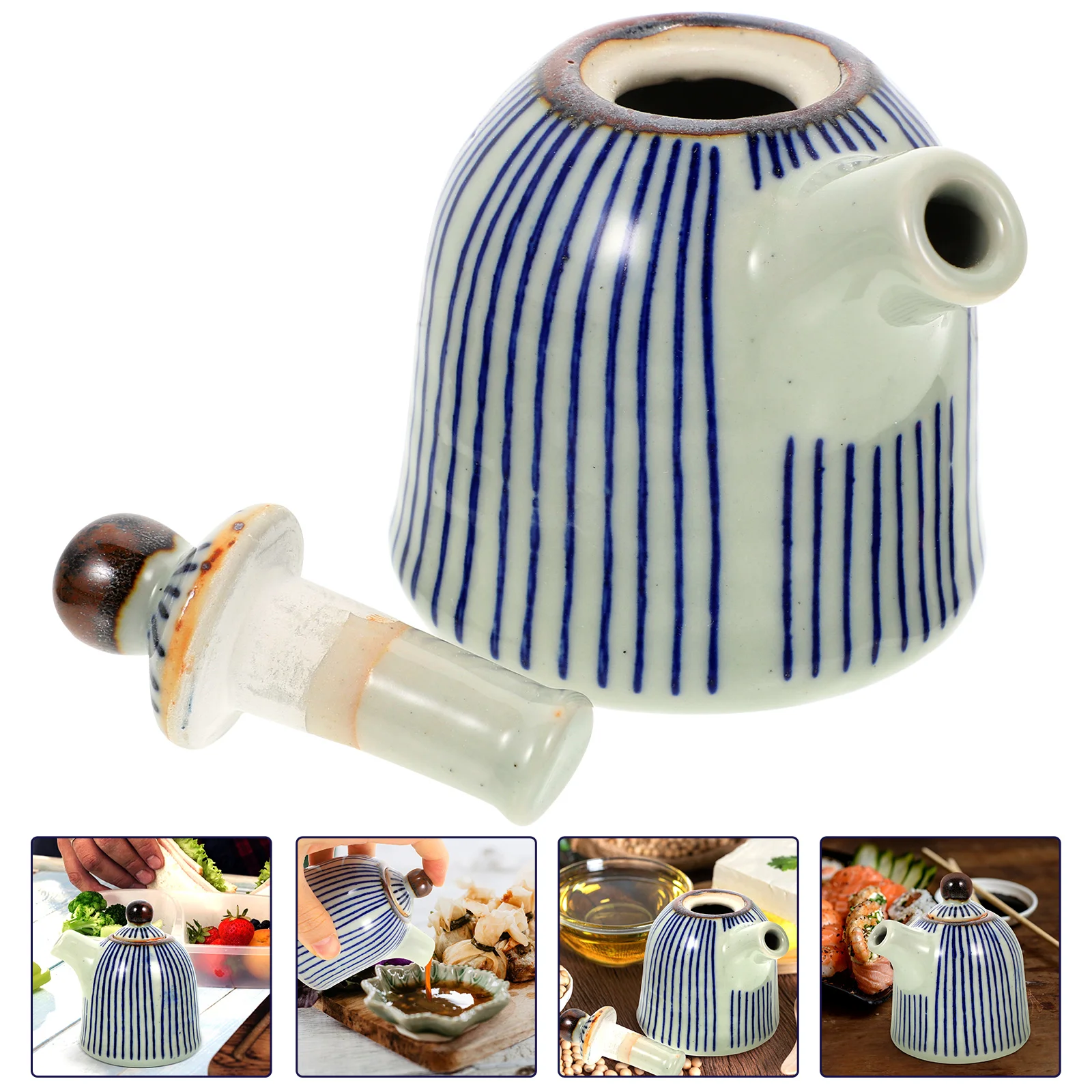 

Dispenser Oil Bottle Sauce Vinegar Ceramic Soy Olive Pot Cruet Japanese Condiment Jar Container Shoyu Kitchen Seasoning Bottles