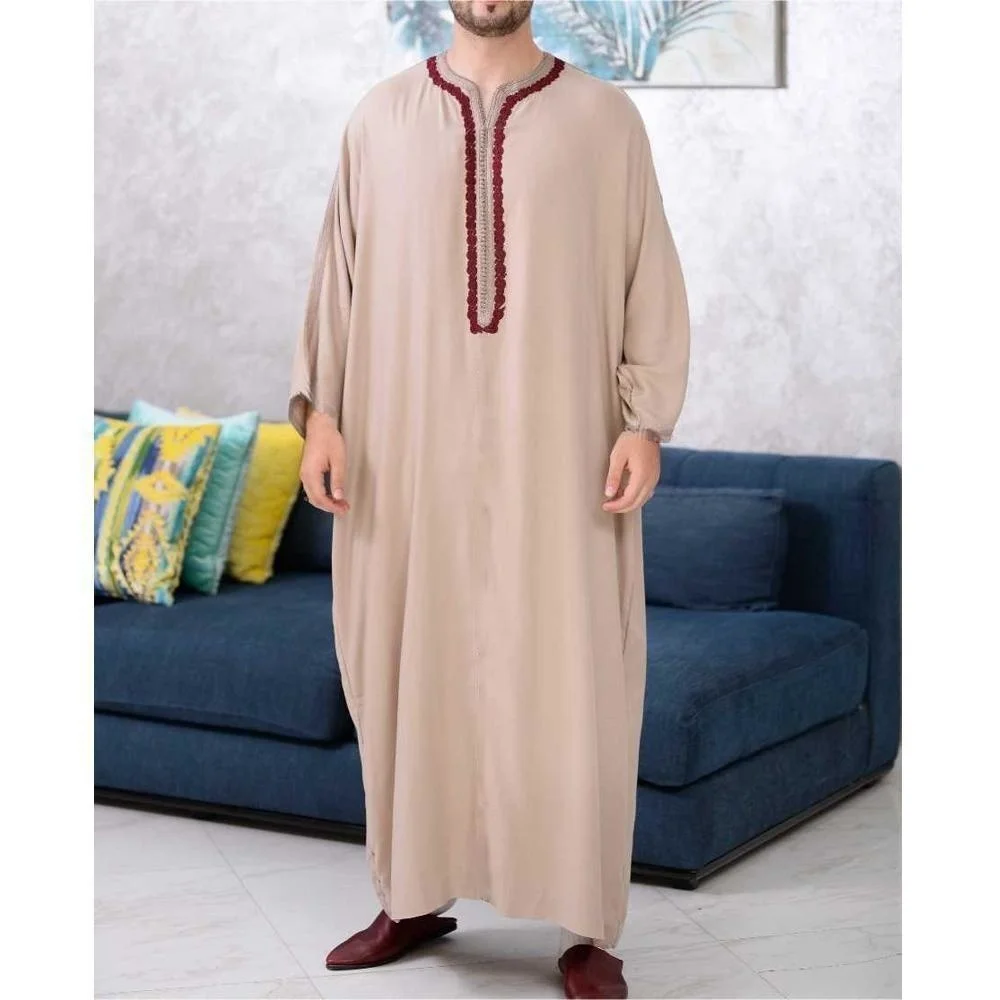 

Prayer Shirt For Men Abaya Islam Eid Mubarak Kameez Thobe Muslim Ethnic Embroidered Men's Robe Men Saudi Dress Qamis Muslim Robe