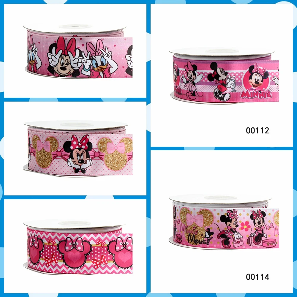 

Pink Minnie Mouse Cartoon Grosgrain Ribbon Printed 50yards FOE for DIY Hair Bows Craft Supplies Decoration Handmade Materials