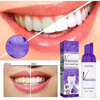 purple teeth whitening mousse remove plaque stains bleach dental tools clean fresh breath oral hygiene teeth whitening products