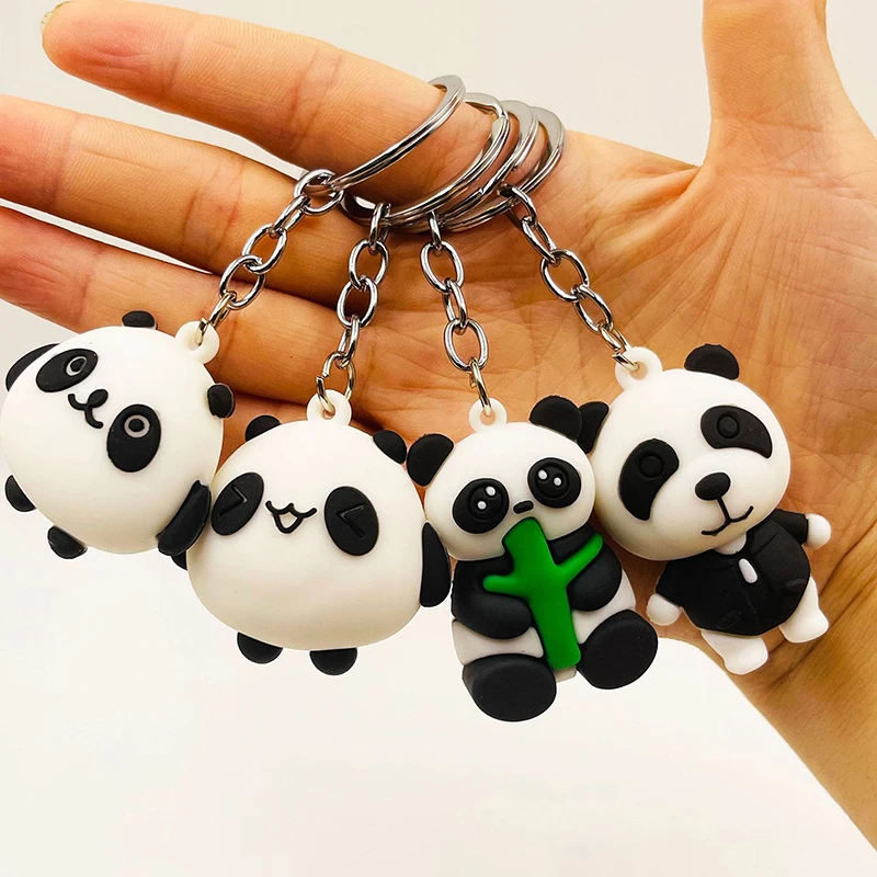 

Cute Anime Panda Keychain For Women Men Fashion Bag Pendant Accessories Kawaii Car Key Chain Couple Kids Christmas Gift
