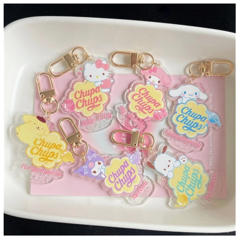 

Kawaii Sanrio Hello Kitty Keychain Cartoon Cinnamoroll My Melody Kuromi Key Pendant Acrylic Girl Best Friend Anime Accessory