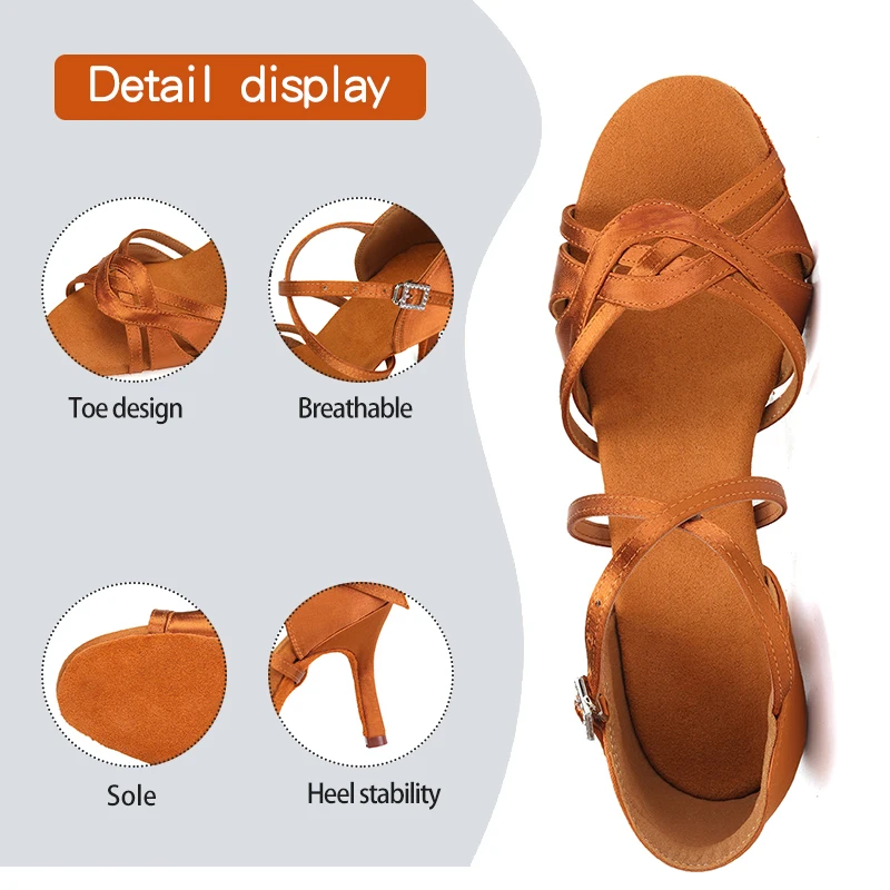 DKZSYIM New Latin Dance Shoes Women Ballroom Tango Dancing Shoes Suede Soles Silk Party Salsa Dance Shoes for Ladies Sandals