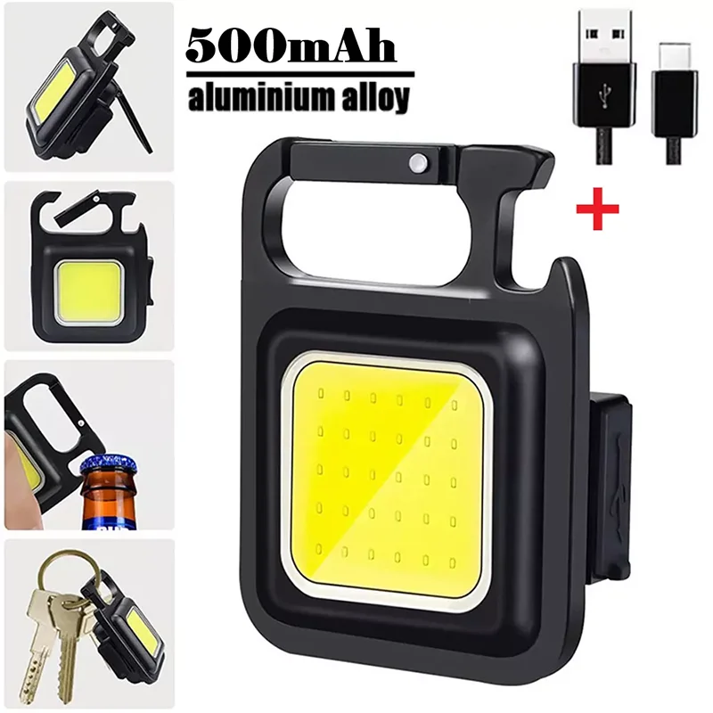 

Portable Rechargeable LED Flashlight Keychain Light Torch Lantern 4 Lighting Modes Work Light Camping Light Mini Led Flashlight
