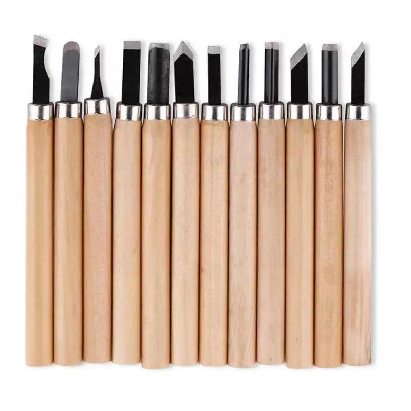 

12pcs/6pcs/3pcs Professional Wood Carving Chisel Knife Hand Tool Set For Basic Detailed Carving Woodworkers Gouges GYH