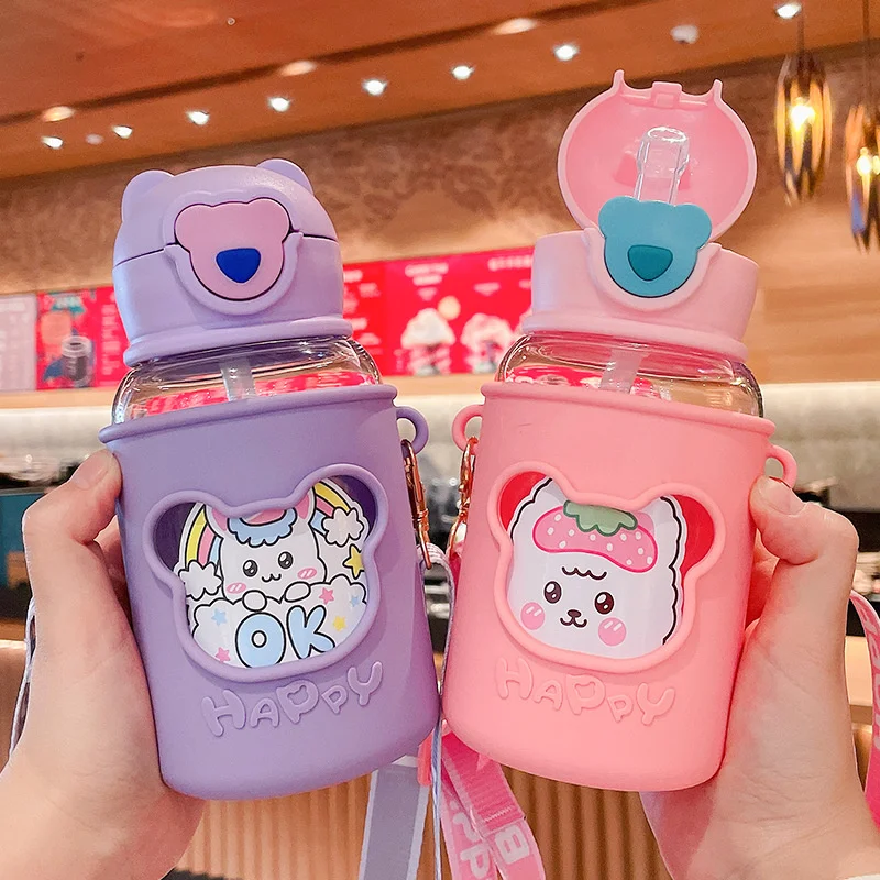 

Straw Cup Girls High Face Value 2021 New Children's Water Cup Special for School Boys Convenient Fall Proof Cute Cup