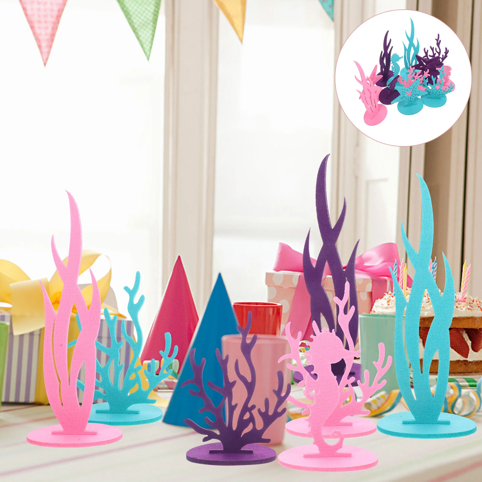 

12 Pcs Ocean Themed Party Decoration Marine Ornaments Decorations Felt Table Centerpiece Home Tabletop Desktop Decors