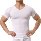 Футболка мужская с коротким рукавом, топ, Облегающая рубашка для фитнеса и бодибилдинга, повседневная одежда для сна, базовая одежда для дома