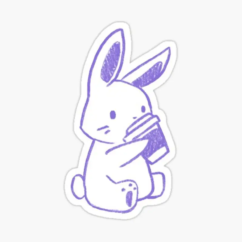 

Стикер «кролик кофе» (фиолетовый) для ноутбука, декор для спальни, машины, милый мультяшный модный чемодан для общественных мест