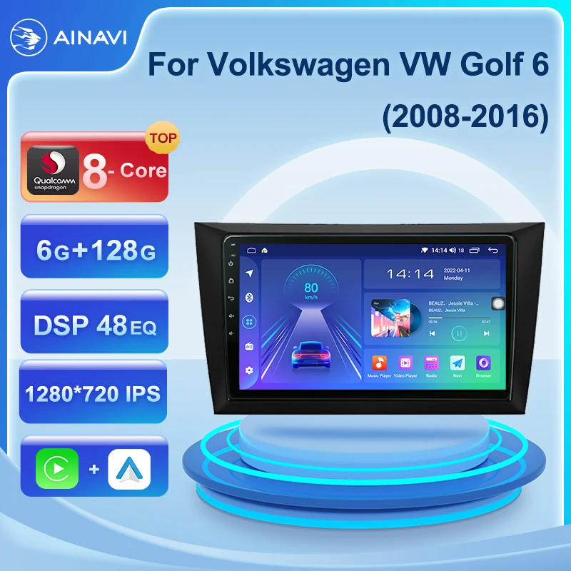 

6G + 128G Qualcomm 8-ядерный мультимедийный плеер для Volkswagen Golf 6 2008-2016 Carplay Android авто с DSP AI Voice 48EQ Авторадио