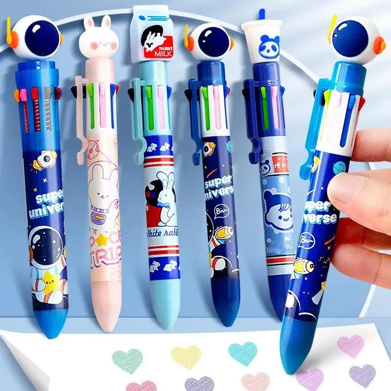 

10 Colors Cartoon Astronaut Ballpoint Pen School Office Supply Stationery Papelaria Escolar Multicolored Pens Colorful Refill