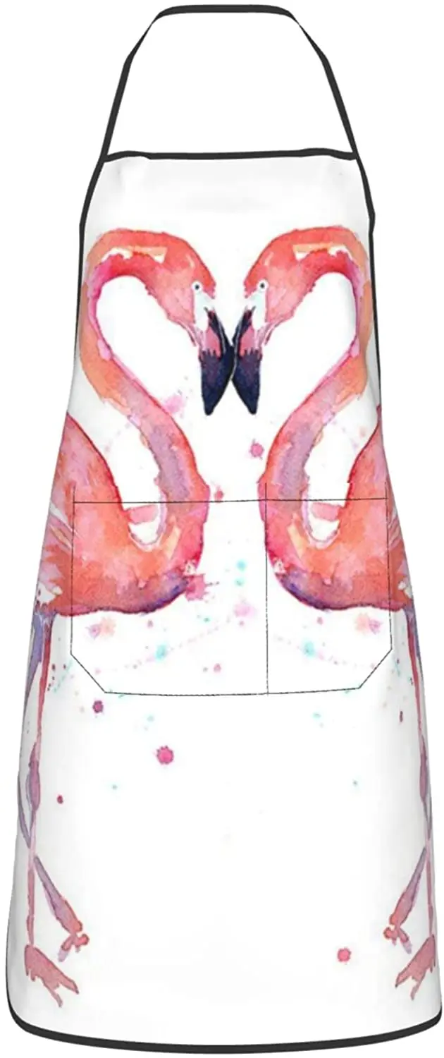 

Фартук с принтом фламинго, Кухонные фартуки, водонепроницаемый нагрудник с 2 карманами, Кухонный Фартук унисекс