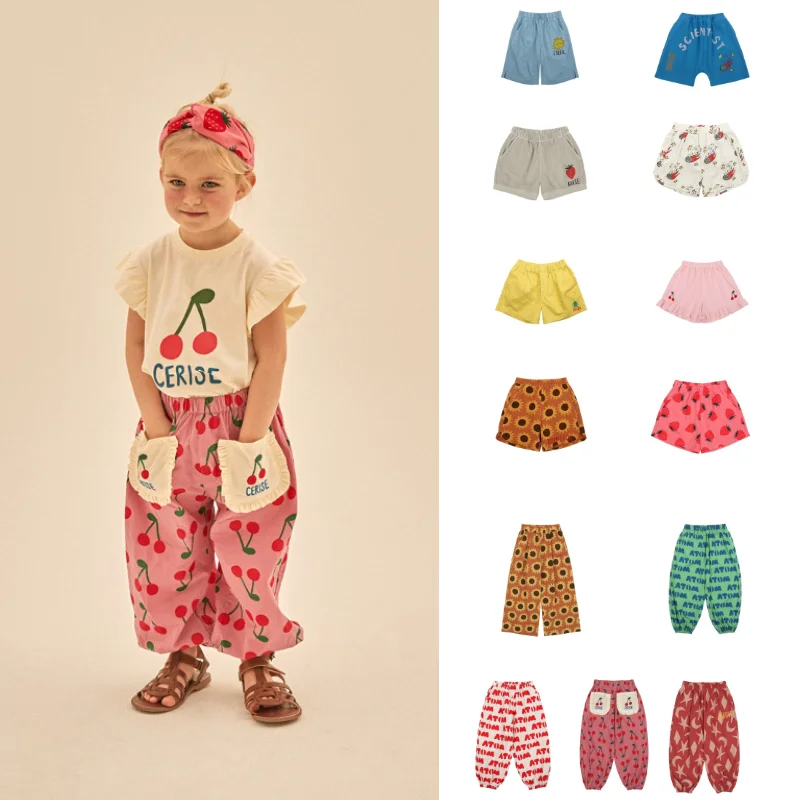 

2023 JM New Children's Cute Lemon Versatile Lantern Pants cotton printed mosquito-proof pants for boys and girls