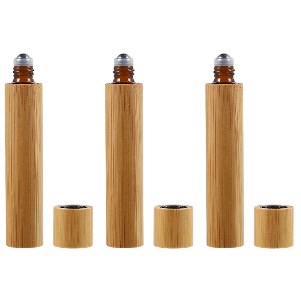 

3pcs Durable Chic Portable Empty Bottles Bamboo Roller Bottle Roll-on Bottles