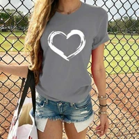 simple heart printed casual t shirt summer women o neck short sleeve tops street all match harajuku plus size graphic t shirts