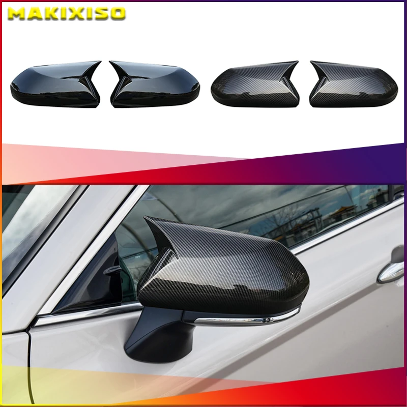 Horn Glossy Black Car Side View Rearview Mirror Cover Caps Trim Sticker For Toyota Camry 2018+ For Avalon 2019 C-HR 2016-2018+