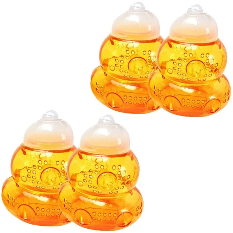 

4 Pack Wasp Trap And Hornet Trap Yellow Jackets Bee Catcher, Reusable Hanging Or Tabletop Outdoor