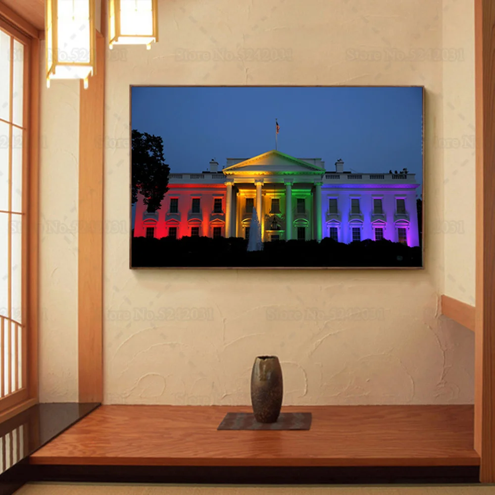 Белый дом плакат гордости геев права человека ЛГБТ радуга архитектура холст