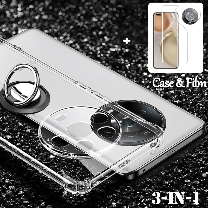 

Ring Case on honor x9 4g/5g magic4 lite Silicone Cover for honor magic4 pro Shockproof Case coque + hydrogel film xonor magic 4 ultimate Full Protection Cover + hidrogel