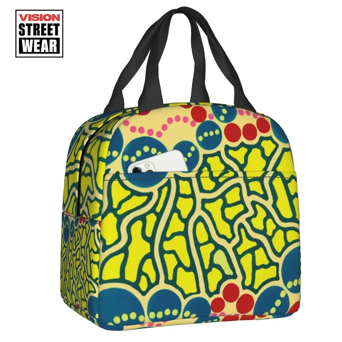 

Yayoi Kusama Blue Thermal Insulated Lunch Bags Women Abstract Pop Art Portable Lunch Container School Travel Storage Food Box
