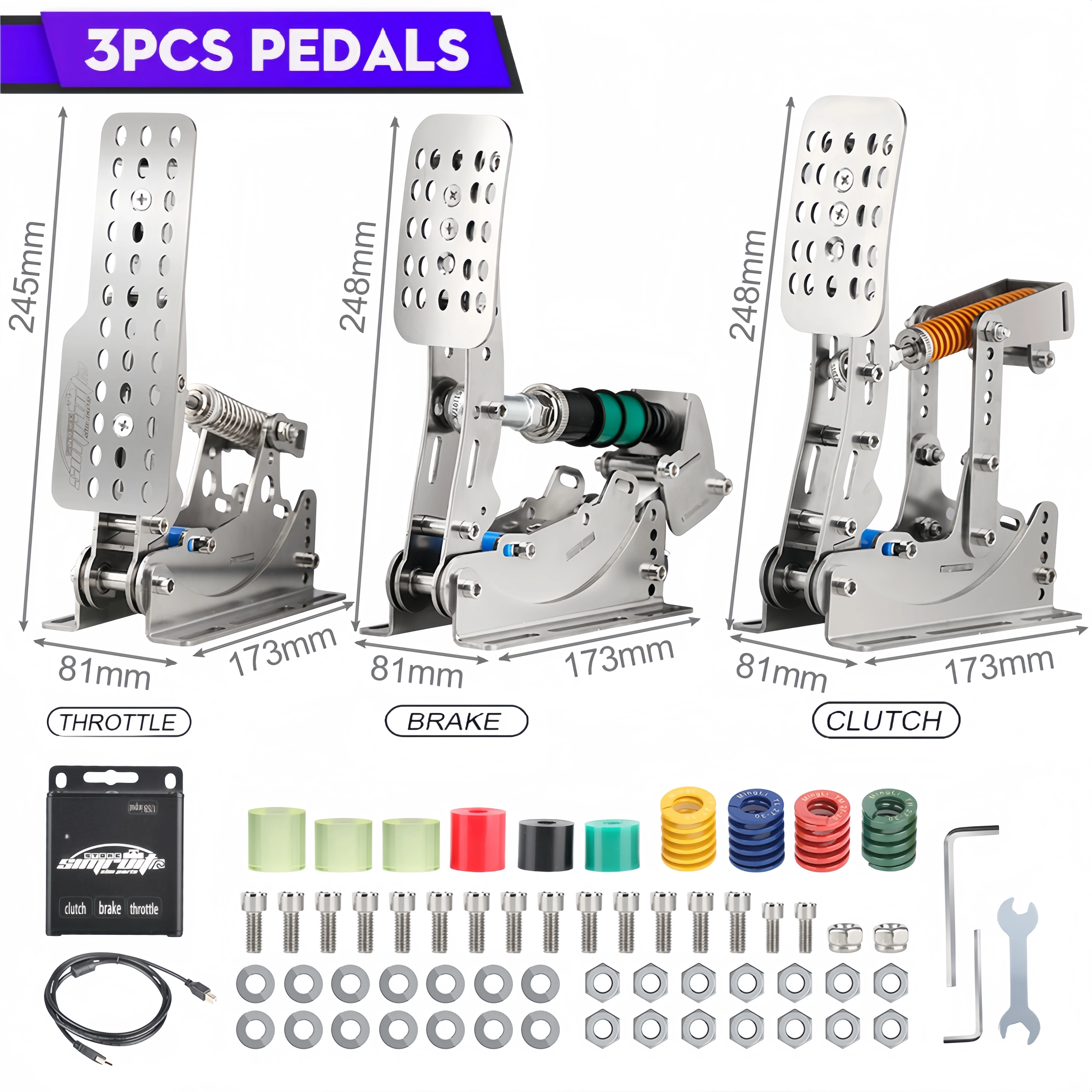 

SimRuito Sim Racing LoadCell педали 3 мм из нержавеющей стали Racing Simulator педали кабины для ПК игровая педаль шестерни для колеса