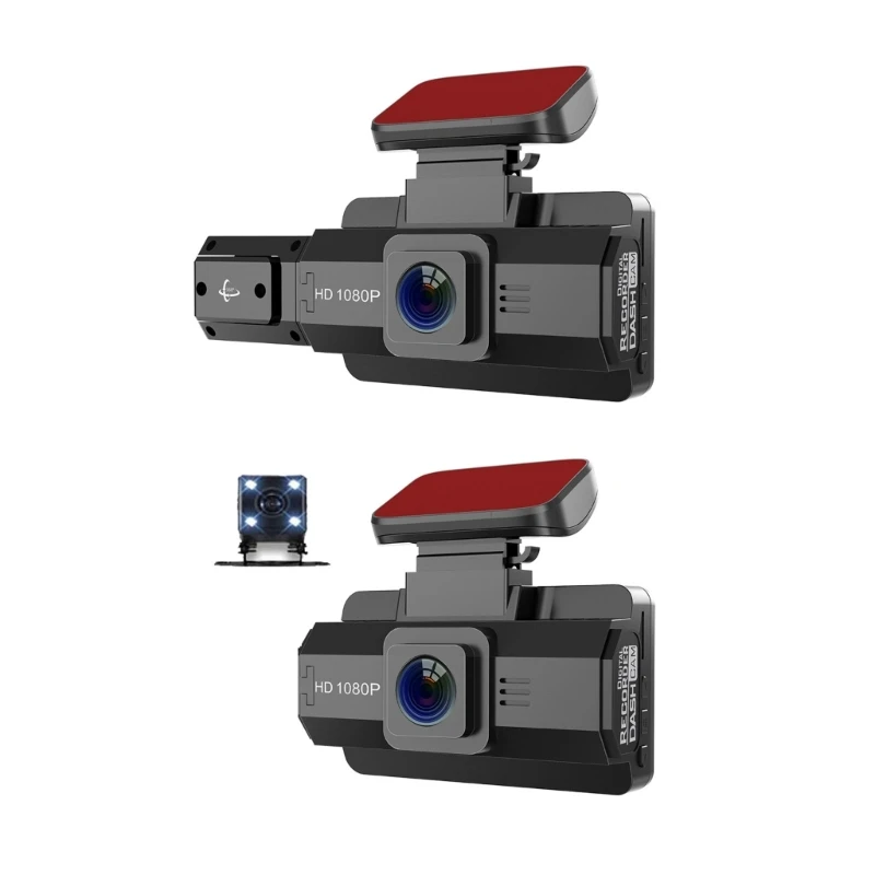 

Видеорегистратор передний и внутренний/передний задний 1080P с ИК ночной автомобильной камерой компактный подходит для автомобиля такси шир...