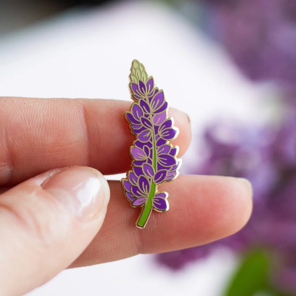 Красивая эмалированная булавка Lupin, металлический значок с растениями, брошь с цветком для ювелирных изделий, аксессуаров