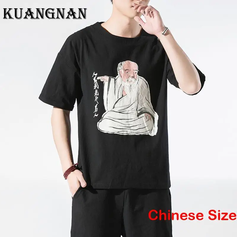 

Топ KUANGNAN в китайском стиле с рукавами, мужские футболки, мужская одежда, футболка для мальчика, быстрая доставка в течение 5 дней, 5XL, лето 2023